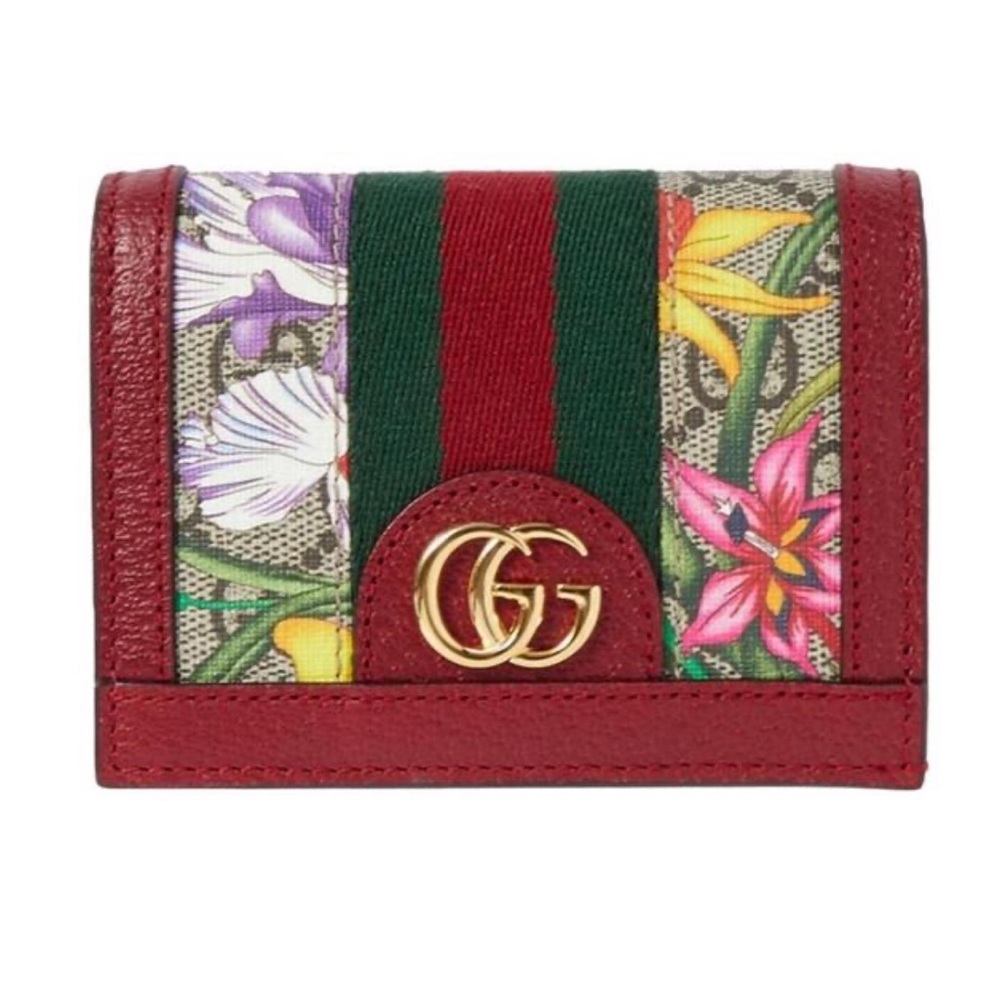 Gucci multicolor floral Ophidia logo wallet